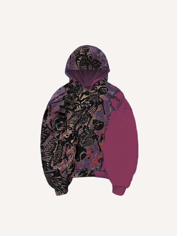 Fire Death Hell Skeleton Army Slant Pockets Hoodie