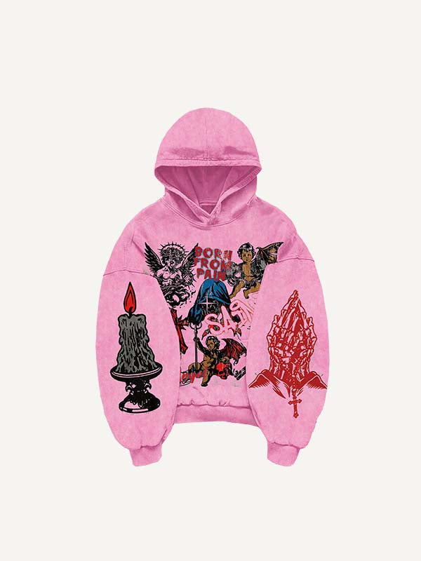 Angel&Pray&Cross&Wing&Letter&Graphic Print Slant Pockets Hoodie