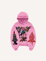 Angel&Pray&Cross&Wing&Letter&Graphic Print Slant Pockets Hoodie