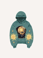 Moon&Sun&Star&Graphic Print Slant Pockets Hoodie