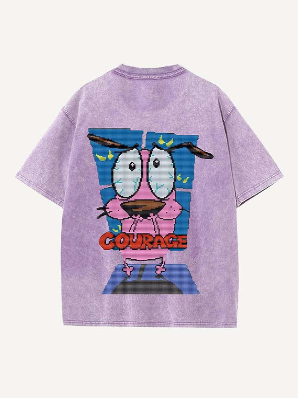 Distressed Washed Figure&Graphic&Animal&Letter Print Round Neck T-shirt