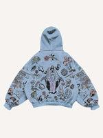 Figure&Graphic Print Slant Pockets Hoodie