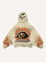 Eye&Graphic Print Slant Pockets Hoodie