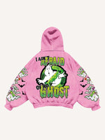 Halloween Ghost&Graphic&Letter Print Slant Pockets Hoodie