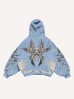 Eye&Wing&Graphic Print Slant Pockets Hoodie