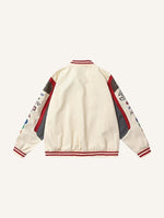 Striped Letter&Graphic Embroidery Jacket