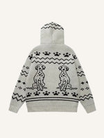 Dog&Graphic Jacquard Knit Hooded Coat
