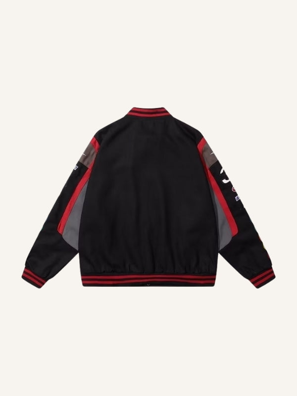 Striped Letter&Graphic Embroidery Jacket