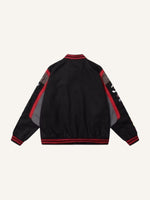 Striped Letter&Graphic Embroidery Jacket