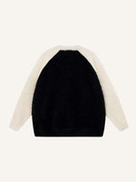Colorblock Letter Jacquard Round Neck Knit Sweater