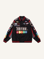 Striped Letter&Graphic Embroidery Jacket