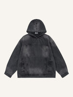 Distressed Washed Solid Color Denim Hoodie