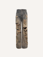 Distressed Washed Hole Jeans