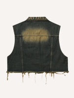 Distressed Washed Hole Denim Vest