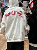 Spider&Web Print Zip Up Hooded Coat