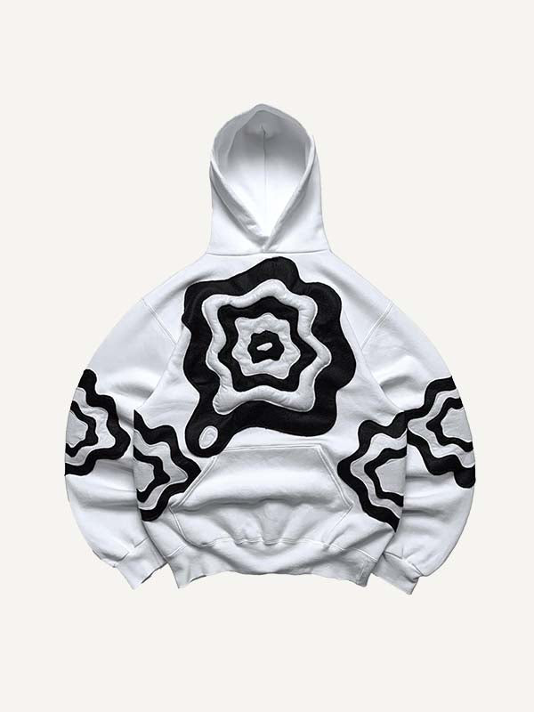 Colorblock Graphic Faux Decal Print Slant Pockets Hoodie