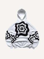 Colorblock Graphic Faux Decal Print Slant Pockets Hoodie