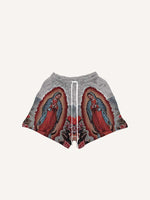 Mary&Pray&Floral Print Drawstring Waist Shorts
