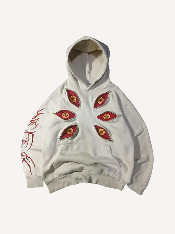Eye&Graphic Print Slant Pockets Hoodie