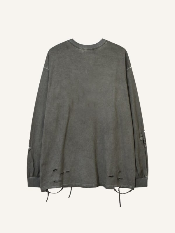 Cat&Cross&Letter Print Hole Tops