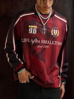 Colorblock Figure&Graphic&Letter Print Round Neck Long-sleeved T-shirt