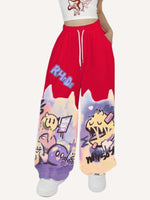Graffiti Print Drawstring Waist Pants