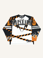 Colorblock Graphic&Letter Print Round Neck Long-sleeved T-shirt