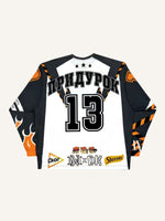 Colorblock Graphic&Letter Print Round Neck Long-sleeved T-shirt