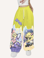 Graffiti Print Drawstring Waist Pants