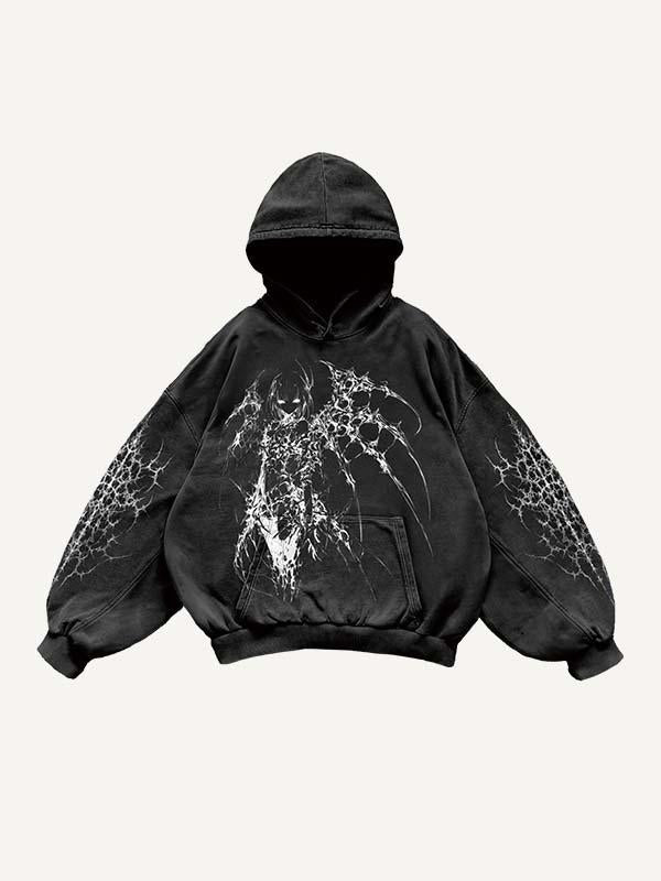 Figure&Wing Graphic Print Slant Pockets Hoodie