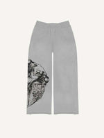 Cross&Letter&Graphic Print Elastic Waist Pants