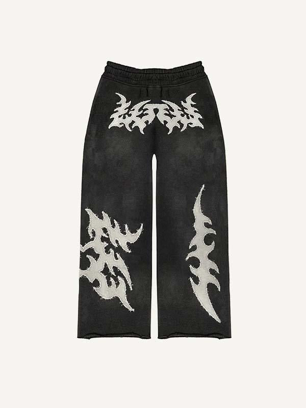 Graphic Faux Decal Print Elastic Waist Pants