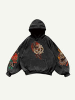 Centipede&Skull&Demon Print Slant Pockets Hoodie