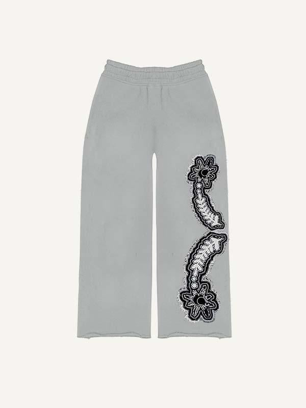 Sun&Moon&Star&Eye Graphic Faux Decal Print Elastic Waist Pants