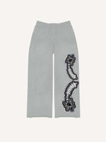 Sun&Moon&Star&Eye Graphic Faux Decal Print Elastic Waist Pants