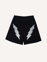 Lightning Print Mesh Drawstring Waist Shorts