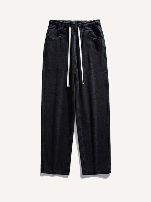Solid Color Drawstring Waist Jeans