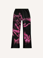 Demon&Figure Print Elastic Waist Pants