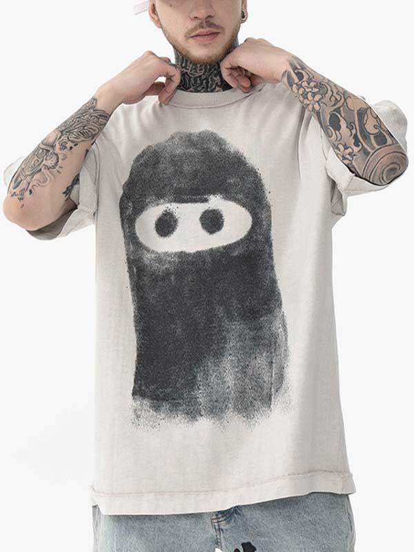 Ghost Print Round Neck T-shirt