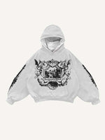 Dragon&Figure Graphic Print Slant Pockets Hoodie