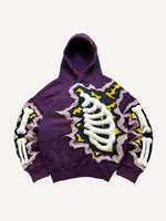 Skeleton Faux Decal Print Slant Pockets Hoodie