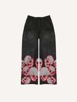 Skull Print Elastic Waist Pants