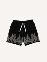 Fire&Letter Print Drawstring Waist Shorts