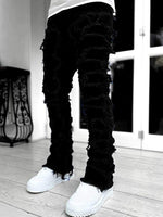 Solid Color Fringed Straight Leg Jeans