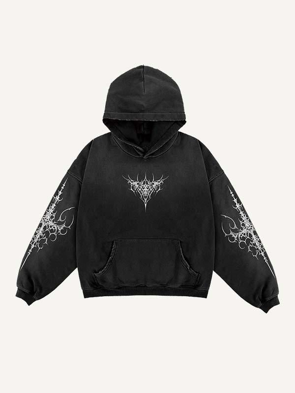 Figure&Wing&Graphic Print Slant Pockets Hoodie