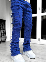 Solid Color Fringed Straight Leg Jeans