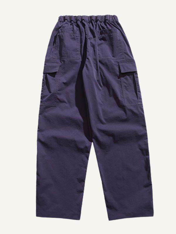 Solid Color Flap Pocket Side Cargo Pants