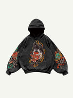 Fire&Demon Graphic Print Slant Pockets Hoodie