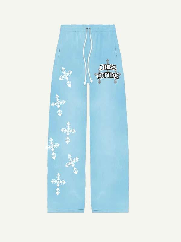 Saint Tears&Cross Print Elastic Waist Pants