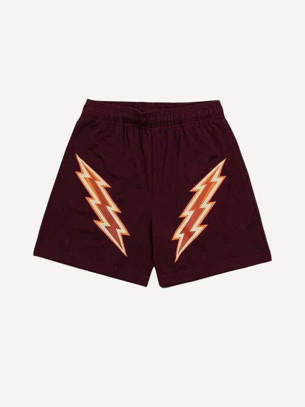 Lightning Print Mesh Drawstring Waist Shorts